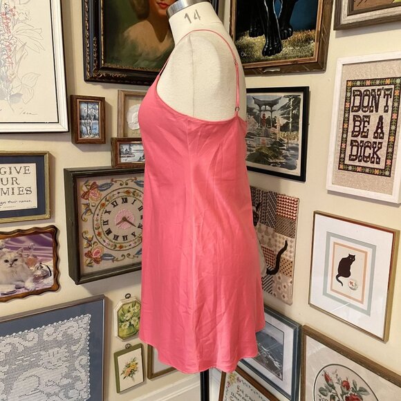 Natori Pink 100% Polyester Satin Chemise Slip Dress with Spaghetti Straps Size M - Picture 3 of 6